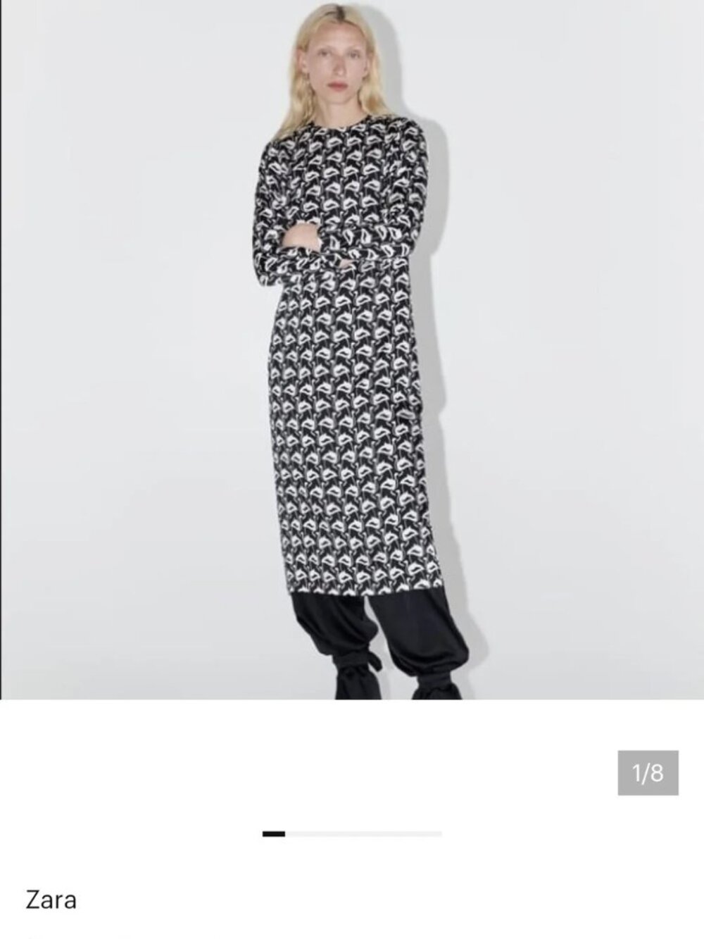 Zara Black White Abstract Print Midi Dress Minimalist Chic Size Small NWT - Picture 11 of 11